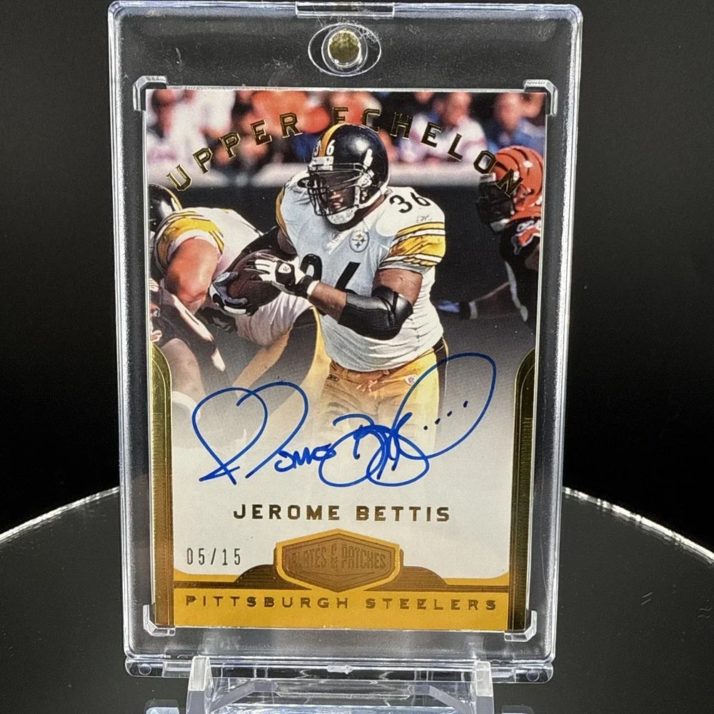 2018 Panini Upper Echelon Gold On Card Autograph Steelers Jerome Bettis  05/15